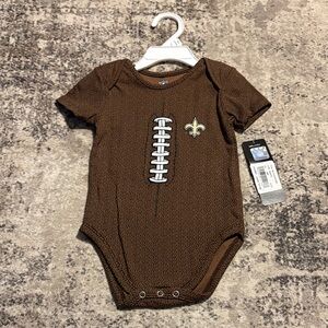 NFL Saints Brown Football Lace Kids Bodysuit 18M